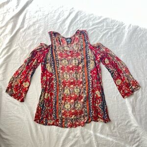 NWOT Angie Red Boho Blouse Size M